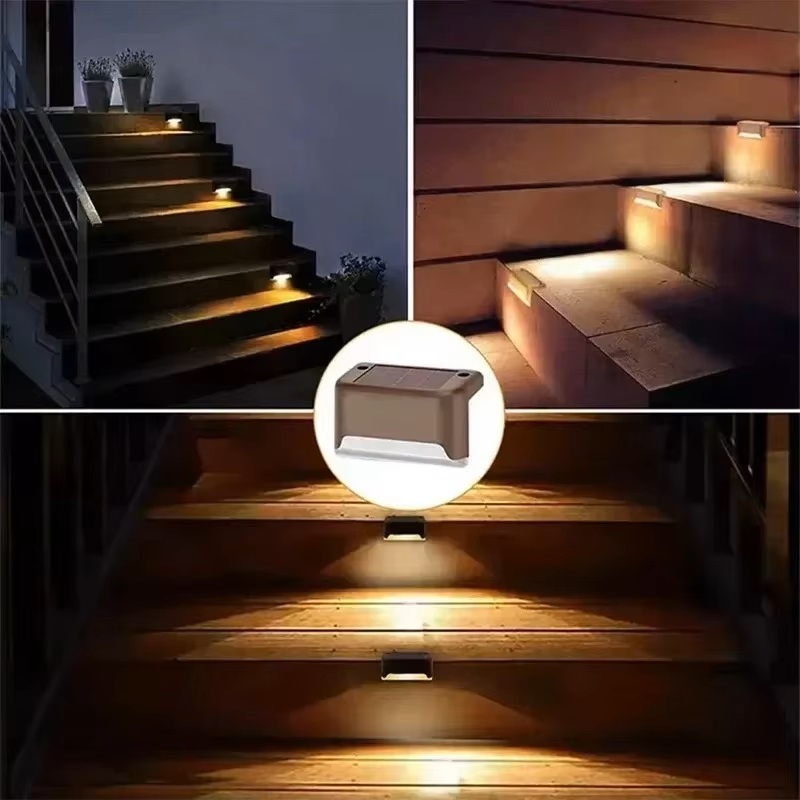 ECILY 2 / 4 / 8 Chiếc Đèn LED Năng Lượng Mặt Trời Đèn Sân Vườn Ngoài Trời Sàn Đèn Cầu Thang Năng Lượng Mặt Trời Ánh Sáng Chống Nước Đèn Bước Năng Lượng Mặt Trời Sân Vườn Trang Trí