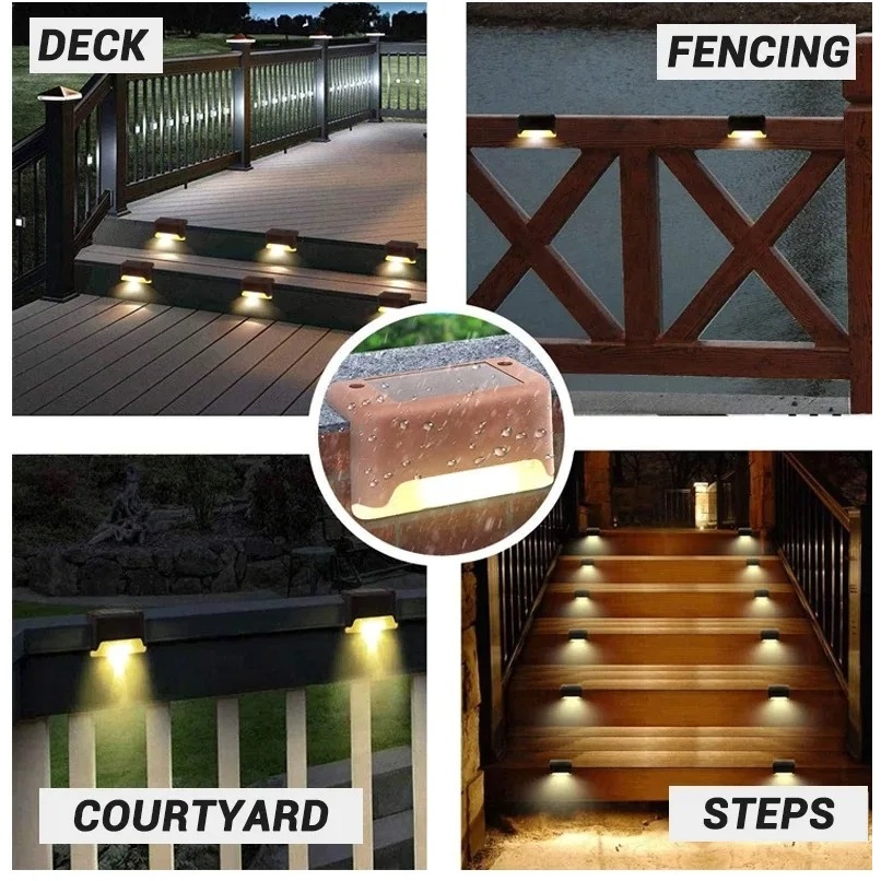 ECILY 2 / 4 / 8 Chiếc Đèn LED Năng Lượng Mặt Trời Đèn Sân Vườn Ngoài Trời Sàn Đèn Cầu Thang Năng Lượng Mặt Trời Ánh Sáng Chống Nước Đèn Bước Năng Lượng Mặt Trời Sân Vườn Trang Trí