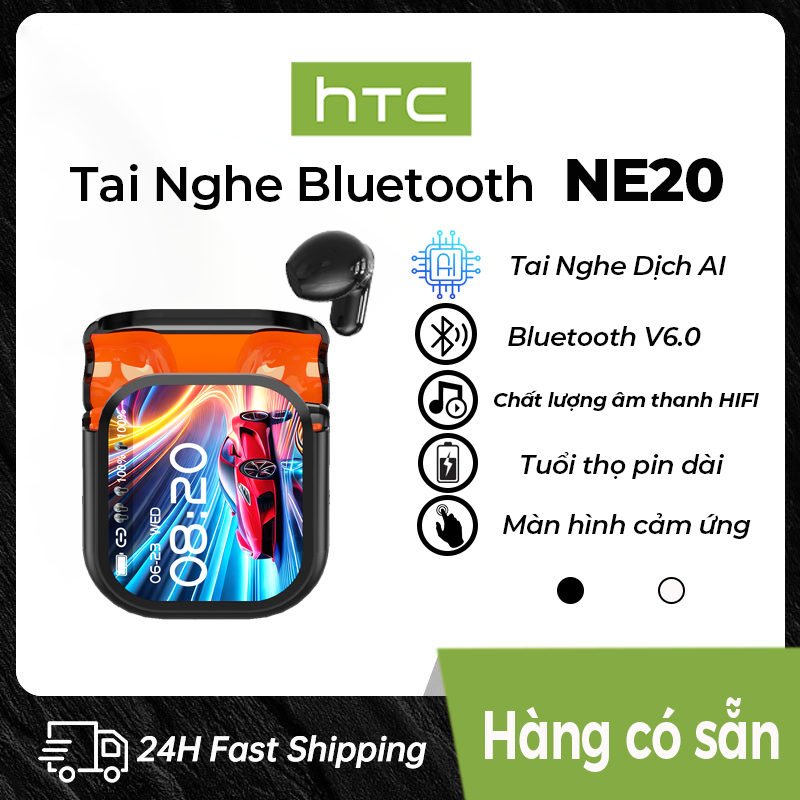 Tai nghe dịch HTC NE20 Tai nghe Bluetooth 6.0 AI Dịch trực tiếp Màn hình LED thông minh HiFi Chất lượng âm thanh Công nghệ khử tiếng ồn