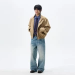 Áo khoác bomber nam cổ đứng kiểu cổ điển Mỹ bay ngắn kiểu boxy kaki unisex jacket công sở barnfit áo khoác nam boy phố áo khoác nam mùa đông — ảnh 3