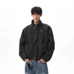 Áo khoác bomber nam cổ đứng kiểu cổ điển Mỹ bay ngắn kiểu boxy kaki unisex jacket công sở barnfit áo khoác nam boy phố áo khoác nam mùa đông — ảnh 4