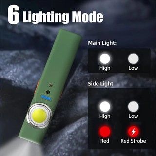 Đèn pin LED có thể sạc lại, đèn mini cầm tay và bỏ túi, đèn làm việc COB có từ tính