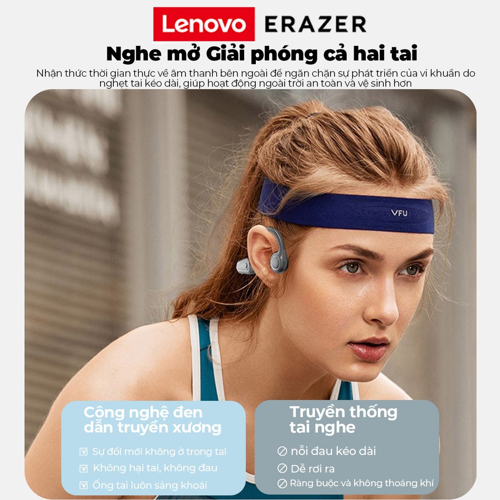 Lenovo ERAZER XF22 Dẫn Truyền Xương Không Dây Bluetooth 5.4 Tai Nghe Thể Thao Cảm Ứng Stereo HiFi Tai Nghe Chống Thấm Nước