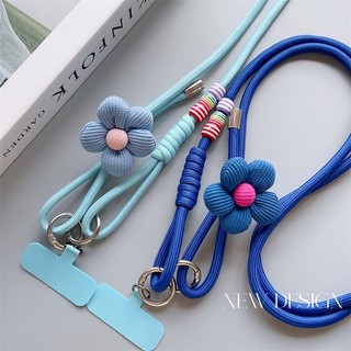 Điện Thoại Di Động Dây Đeo Ngang Dây Dài 3 Hạt Hoa Bện Dây Nhỏ Tươi Điện Thoại Di Động Chống Mất Dây Xích