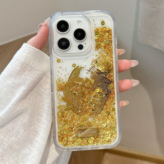 Phong Cách Trung Hoa Vàng Cá Chép Cá Lấp Lánh Kim Sa Lấp Lánh Kim Sa Lấp Lánh Trong Suốt Acrylic Ốp Lưng Điện Thoại iPhone 17Promax 17Pro 17Pro 11 12 13 14 15 16 Pro Max 15Plus Vỏ Di Động