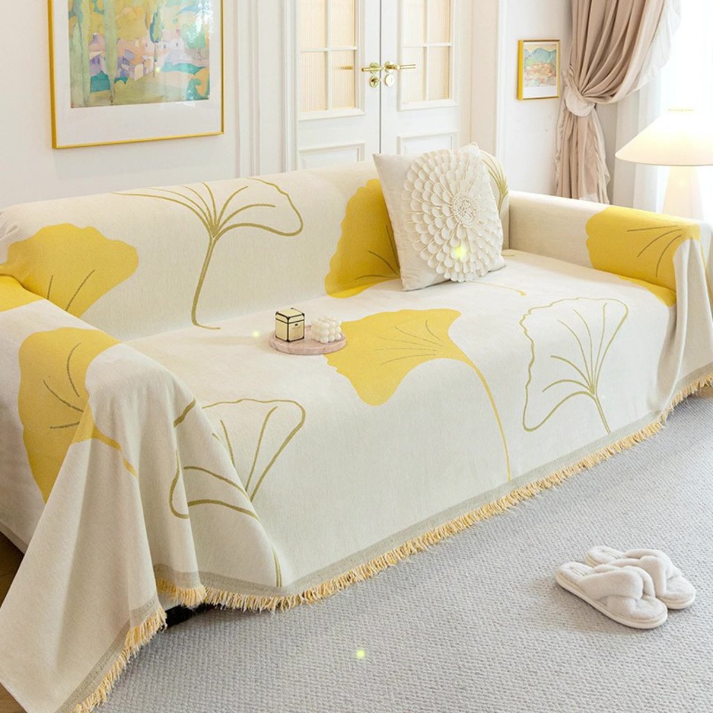 Vỏ sofa họa tiết lá bạch quả hiện đại, Chăn sofa chống trượt Chenille, Đệm sofa chống mài mòn chống trầy xước Thích hợp cho ghế sofa cắt hình chữ L / u