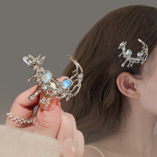 Kẹp tóc bạc mặt trăng giọt nước - Phong cách cao cấp, thanh lịch