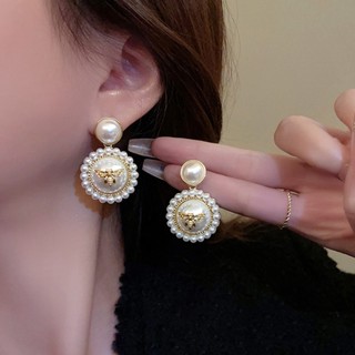 Bông tai ngọc trai hình ong phong cách Pháp - Thời thượng và Sang Trọng, Thiết Kế Nhẹ Nhàng