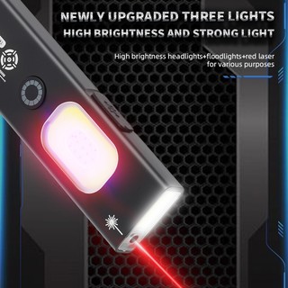 Đèn pin EDC LED đa chức năng, kèm laser đỏ, phù hợp cho cắm trại