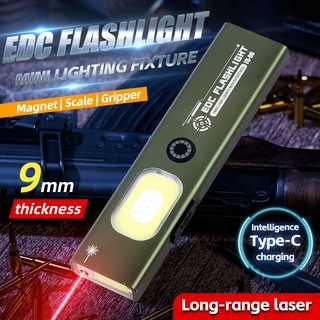 Đèn pin EDC LED đa chức năng, kèm laser đỏ, phù hợp cho cắm trại