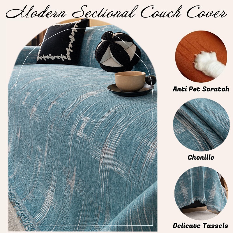 Khăn bọc sofa chéo Chenille cổ điển, Chăn sofa chống trượt có thể giặt bằng máy, Bảo vệ nội thất cho thú cưng, Thích hợp cho vỏ sofa 2 và 3 chỗ