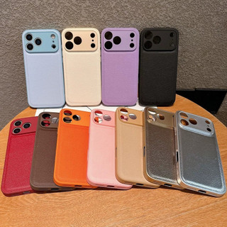 Ốp Điện Thoại Da PU Bảo Vệ Toàn Diện Màu Trơn Cho iPhone 17 17Pro 17Air 17Promax 13 14 15 16 Pro Max Chống Sốc Chống Trơn Trượt Nam Nữ Vỏ Di Động