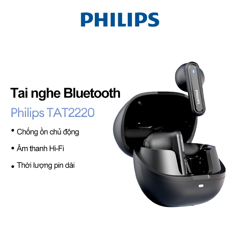 TAI NGHE KHÔNG DÂY BLUETOOTH PHILIPS BASS TAPH802BK/00- HÀNG CHÍNH