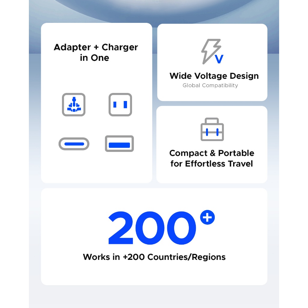 ORICO - Bộ chuyển đổi phích cắm du lịch đa năng có bộ sạc điện thoại USB Ổ cắm điện AC cho mọi quốc gia (UA-AC) *