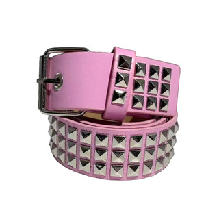 Thắt lưng da hồng phong cách Punk, đinh tán kim loại, chiều rộng 3,8 cm