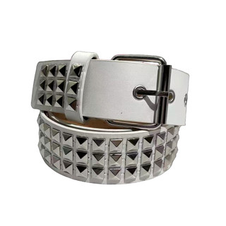 Thắt lưng da hồng phong cách Punk, đinh tán kim loại, chiều rộng 3,8 cm