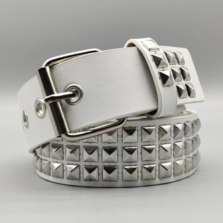 Thắt lưng da hồng phong cách Punk, đinh tán kim loại, chiều rộng 3,8 cm