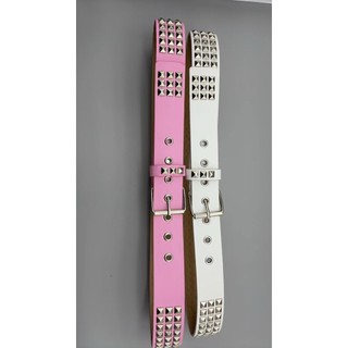 Thắt lưng da hồng phong cách Punk, đinh tán kim loại, chiều rộng 3,8 cm