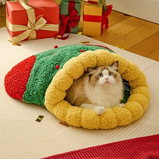 Giường cho mèo, Giường cây thông Noel sang trọng ấm áp, Tổ mèo chống trượt, Hang mèo có thể giặt được có thể tháo rời cho thú cưng nhỏ vừa trong nhà