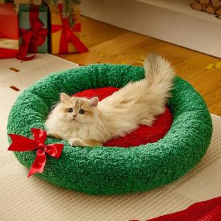 Giường cho mèo, Giường cây thông Noel sang trọng ấm áp, Tổ mèo chống trượt, Hang mèo có thể giặt được có thể tháo rời cho thú cưng nhỏ vừa trong nhà