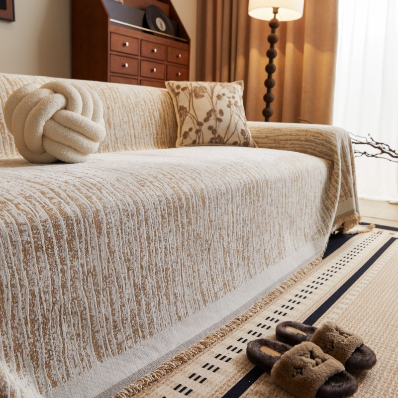 Chăn sofa hai mặt sọc chống trượt Bohemian, Vỏ bọc ghế sofa tua rua đa năng Chenille, Tấm bảo vệ nội thất cho thú cưng cho ghế sofa đệm 1 / 2 / 3 / 4, Ghế tình yêu, Futons