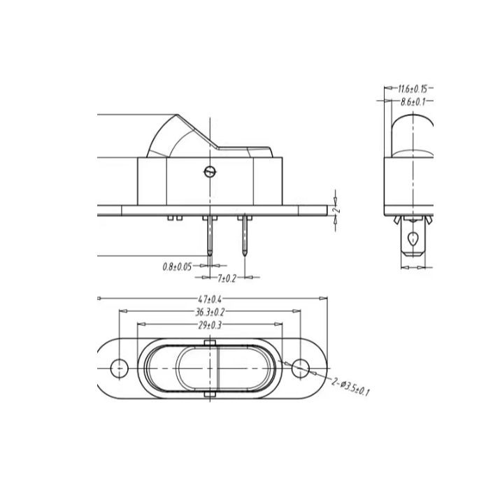 Công Tắc Nồi Cơm Điện In Hai Chân Rocker Công Tắc 2 Chân KCD1 2 Tốc Độ Cho Chảo Điện 6A250V Hình Rocker