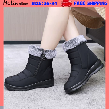 [Ms.LIN] Giày bốt tuyết chống thấm nước dành cho nữ, giày cotton chống trượt nhẹ dành cho nữ Giày bốt chống trượt, bốt mùa đông nữ, nữ