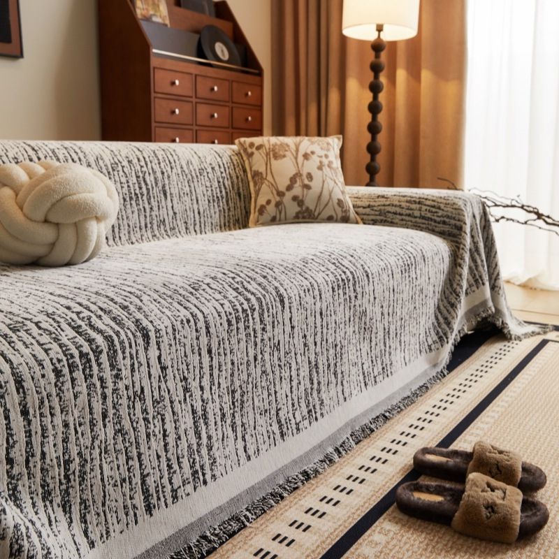 Chăn sofa hai mặt sọc chống trượt Bohemian, Vỏ bọc ghế sofa tua rua đa năng Chenille, Tấm bảo vệ nội thất cho thú cưng cho ghế sofa đệm 1 / 2 / 3 / 4, Ghế tình yêu, Futons