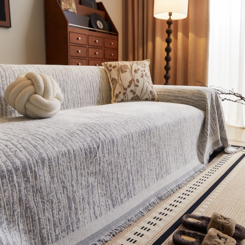 Chăn sofa hai mặt sọc chống trượt Bohemian, Vỏ bọc ghế sofa tua rua đa năng Chenille, Tấm bảo vệ nội thất cho thú cưng cho ghế sofa đệm 1 / 2 / 3 / 4, Ghế tình yêu, Futons