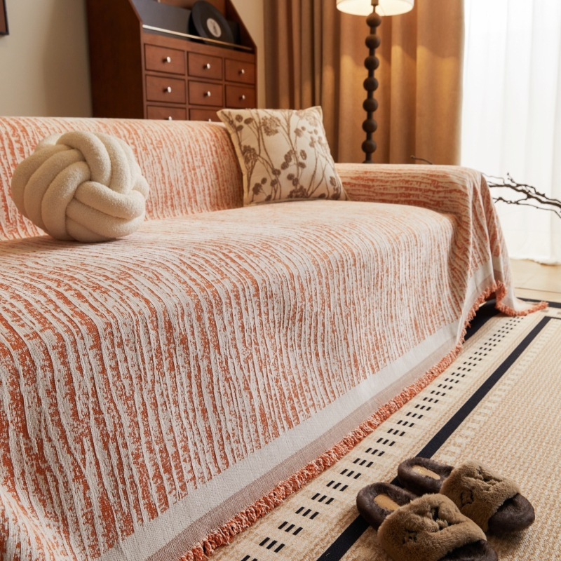 Chăn sofa hai mặt sọc chống trượt Bohemian, Vỏ bọc ghế sofa tua rua đa năng Chenille, Tấm bảo vệ nội thất cho thú cưng cho ghế sofa đệm 1 / 2 / 3 / 4, Ghế tình yêu, Futons