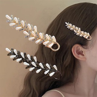 Kẹp Mỏ Vịт Phong Cách Phương Tây Thời Thượng Với Thiết Kế Retro, Mặt Tinh Tế Kết Hợp Ngọc Trai Và Hạt Lúa Mì