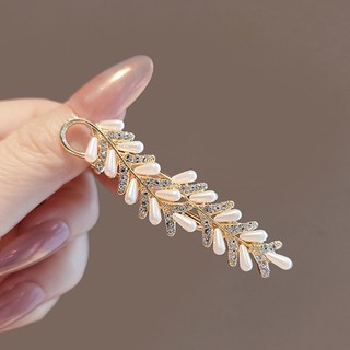Kẹp Mỏ Vịт Phong Cách Phương Tây Thời Thượng Với Thiết Kế Retro, Mặt Tinh Tế Kết Hợp Ngọc Trai Và Hạt Lúa Mì