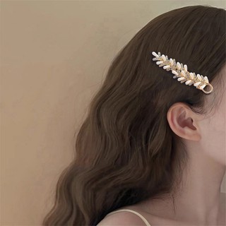 Kẹp Mỏ Vịт Phong Cách Phương Tây Thời Thượng Với Thiết Kế Retro, Mặt Tinh Tế Kết Hợp Ngọc Trai Và Hạt Lúa Mì