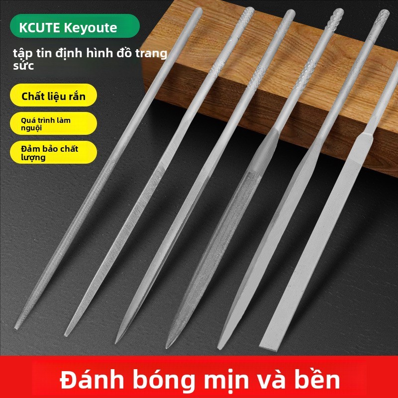 Dũa kim loại trang sức mịn cho vàng bạc, hình tam giác phẳng, nửa tròn, công cụ gia công, bộ nhỏ, dụng cụ thợ kim hoàn XSXQ