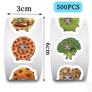 500 Chiếc Ngộ nghĩnh Mèo Meme Thực Phẩm Miếng Dán Sáng Tạo Dễ Thương Phần Thưởng Niêm Phong Miếng Dán Đồ Chơi Trẻ Em Quà Tặng