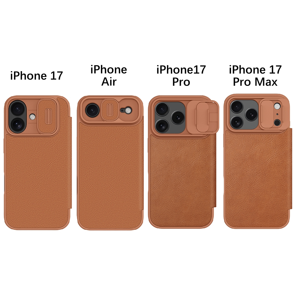 Nillkin Cho iPhone 17 Pro Max Air Qin Pro Flip PU Da Bảo Vệ Ống Kính Máy Ảnh Trượt Vỏ Điện Thoại Vỏ Bảo Vệ