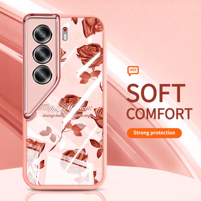 YBD Trong Suốt Ốp Lưng Điện Thoại Tecno Camon 40 Pro Camon 50 4G CN5 CM5 CM6 CM7 INS Hoa Tươi Hoa Hồng Thơm Mới Chống Rơi Vỏ Mềm Silicon