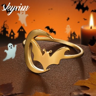 SKYRIM Halloween Bát Nhẫn Titan Thép Không Gỉ Vàng Nhẫn Nam Nữ Halloween Quà Tặng Bán Buôn