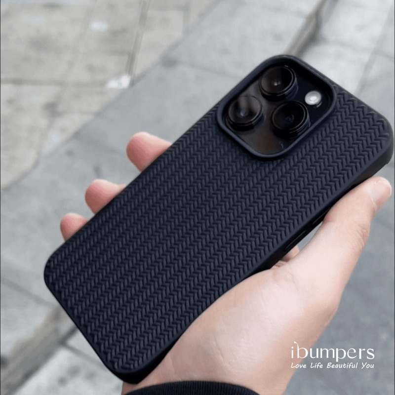 Ibumpers Vỏ điện thoại màu đen trắng họa tiết bện 3D độc đáo cho iPhone 17 16 15 14 13 12 11 Pro Max Vỏ silicon chống sốc chống trượt