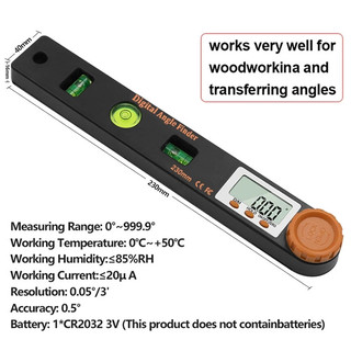 Công cụ cấp kỹ thuật số 4 trong 1 có độ chính xác cao, Máy đo góc đa chức năng & Máy đo góc 0,5° Độ chính xác, 0-360° Phạm vi