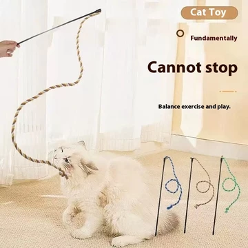Đồ chơi mèo dây Cotton có chuông, dây thủ công để mài răng, đồ chơi dây đầy màu sắc, đồ chơi mèo, đồ tự hi, đồ mèo, đồ dùng cho thú cưng bán buôn