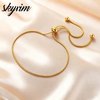 Vòng tay dây chuyền rắn tròn 1,2mm bằng thép không gỉ có thể điều chỉnh SKYRIM có hạt