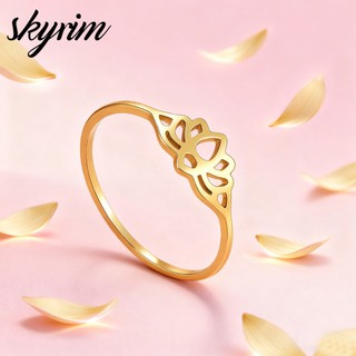 SKYRIM  Nữ Titan Thép Không Gỉ Ring Lotus Thiết Kế Trang Sức Thanh Lịch Cho Bạn Bè