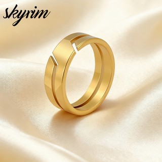 Nhẫn đôi bằng thép không gỉ đơn giản Skyrim dành cho nam nữ Trang sức thời trang