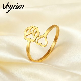 SKYRIM Charm Titan Nhẫn Trái Tim Bằng Thép Không Gỉ Cho Nữ Mở Quà Tặng Trang Sức Có Thể Điều Chỉnh