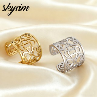 SKYRIM Nữ Nhẫn Trái Tim Rỗng Thanh Lịch Thời Trang Cá Tính Trang Sức Thép Không Gỉ Ngày Valentine Cho Các Cặp Vợ Chồng
