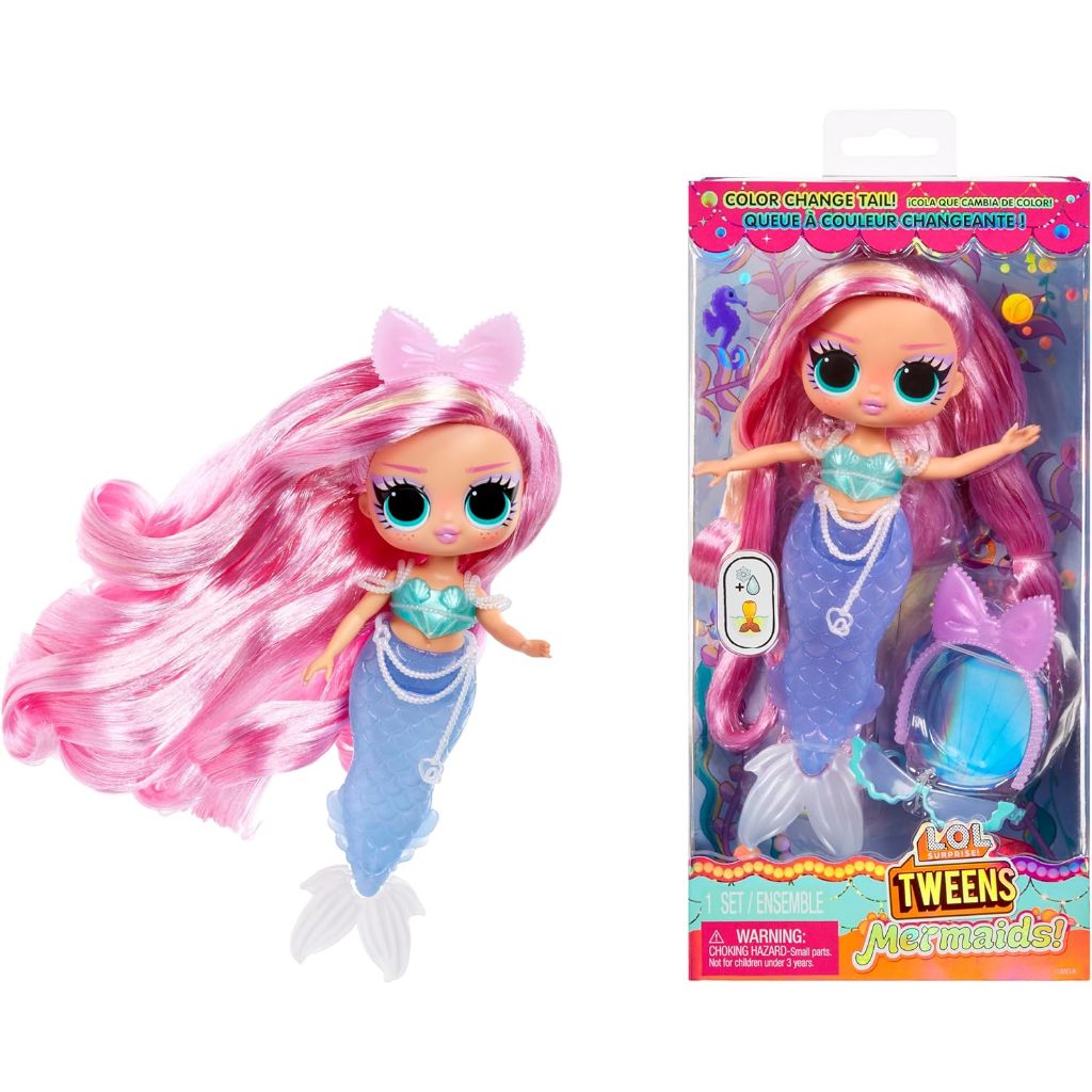LOL SURPRISE LOL Bất ngờ LOL Bất ngờ L.O.L. Bất ngờ! Búp bê thời trang Tweens Nàng tiên cá Lola Waves có đuôi đổi màu, vây di chuyển và phụ kiện đẹp