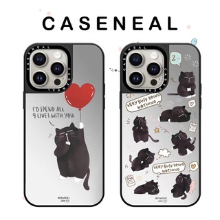 CASENEAL Ốp điện thoại gương chất lượng cao hình mèo đen dễ thương Thích hợp cho iPhone 17ProMax 17pro 17 air 16promax 16 15promax 15 14promax 13 13promax Ốp lưng cứng chống rơi thời trang