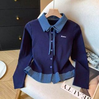 Áo thun nữ cổ áo Polo mỏng mới tay dài đáy áo thun hàng đầu