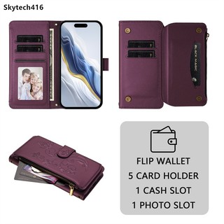 Ốp Lưng Cho Vivo Iqoo Z9 Z9S Pro Z10 T1 T2 T3 Ultra Lite T3X T4 Z5i 4G 5G Ốp Lưng Dây Kéo Bướm Ví Da Khe Cắm Thẻ Lật Da